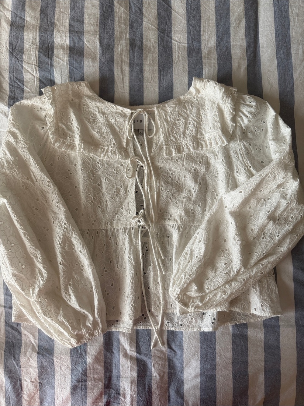 Mable Eyelet Tie-Front Blouse